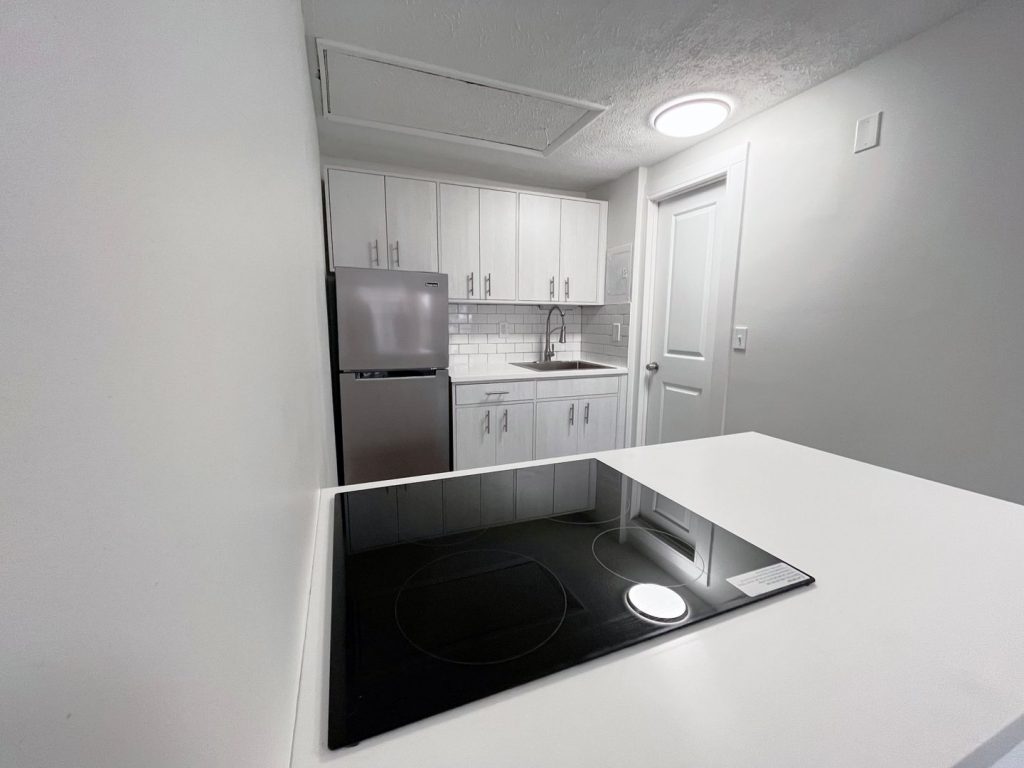 Woodgate Apartments, Johnstown, OH: kitchen with induction cooktop and quartz countertop