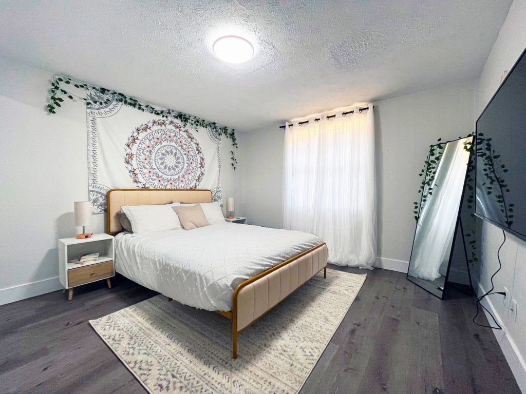 Woodgate Apartments, Johnstown, OH: furnished bedroom with queen bed